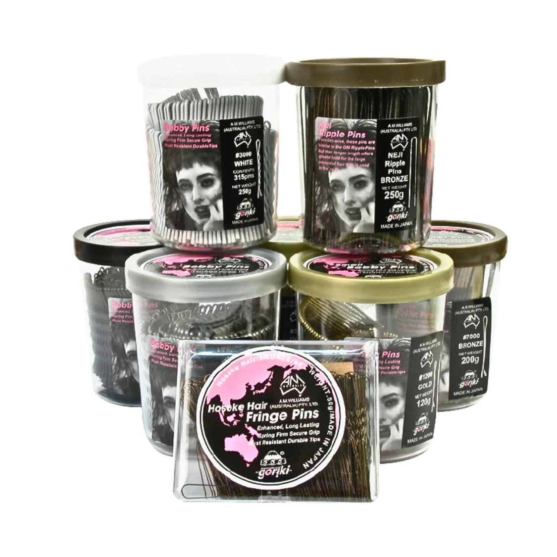 A M WILLIAMS 555 Bobby Pins 2" | 200g, Various Colours