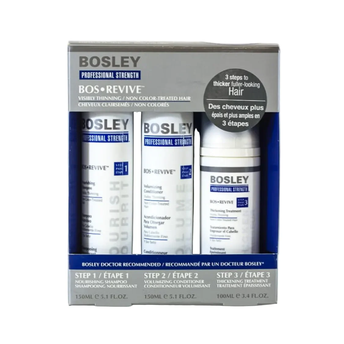 BOSLEY BOS.REVIVE NON COLOUR TREATED HAIR (BLUE) TRIO PACK *CLEARANCE