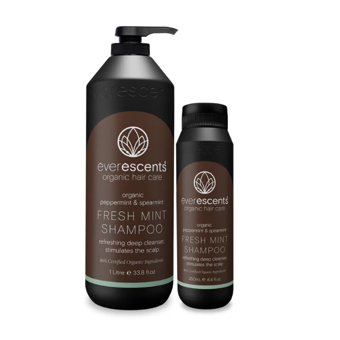 EVERESCENTS Organic Peppermint & Spearmint Fresh Mint Shampoo | Various Sizes
