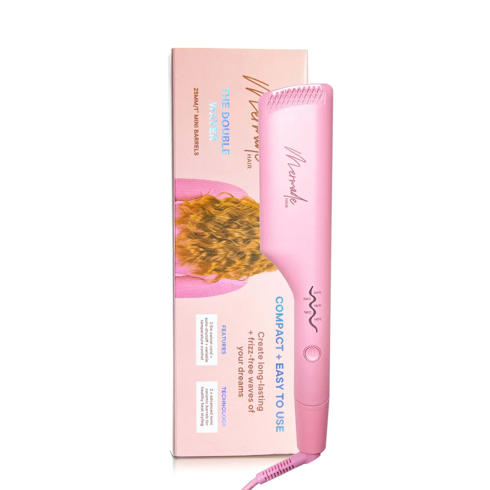 MERMADE HAIR THE DOUBLE WAVER 25MM/1" MINI BARRELS | PINK