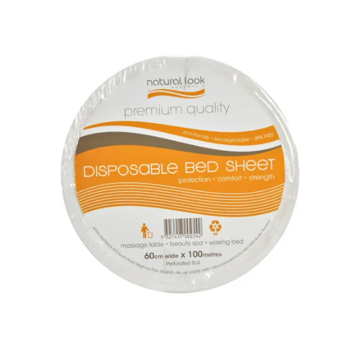 NATURAL LOOK DISPOSABLE BED SHEET 60CM X 100M ROLL