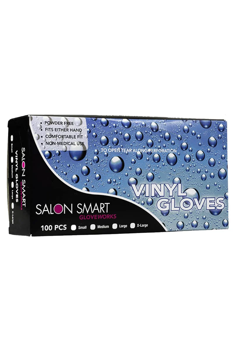 SALON SMART Black Vinyl Gloves 100 Pack Medium