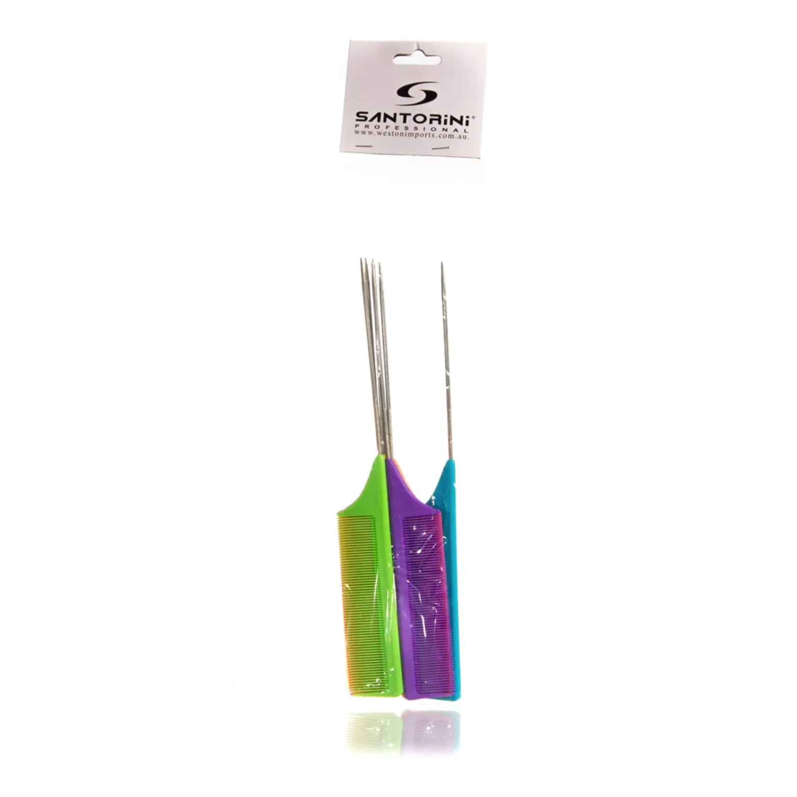 SANTORINI PROFESSIONAL METAL PIN TAIL COMB 6 PACK