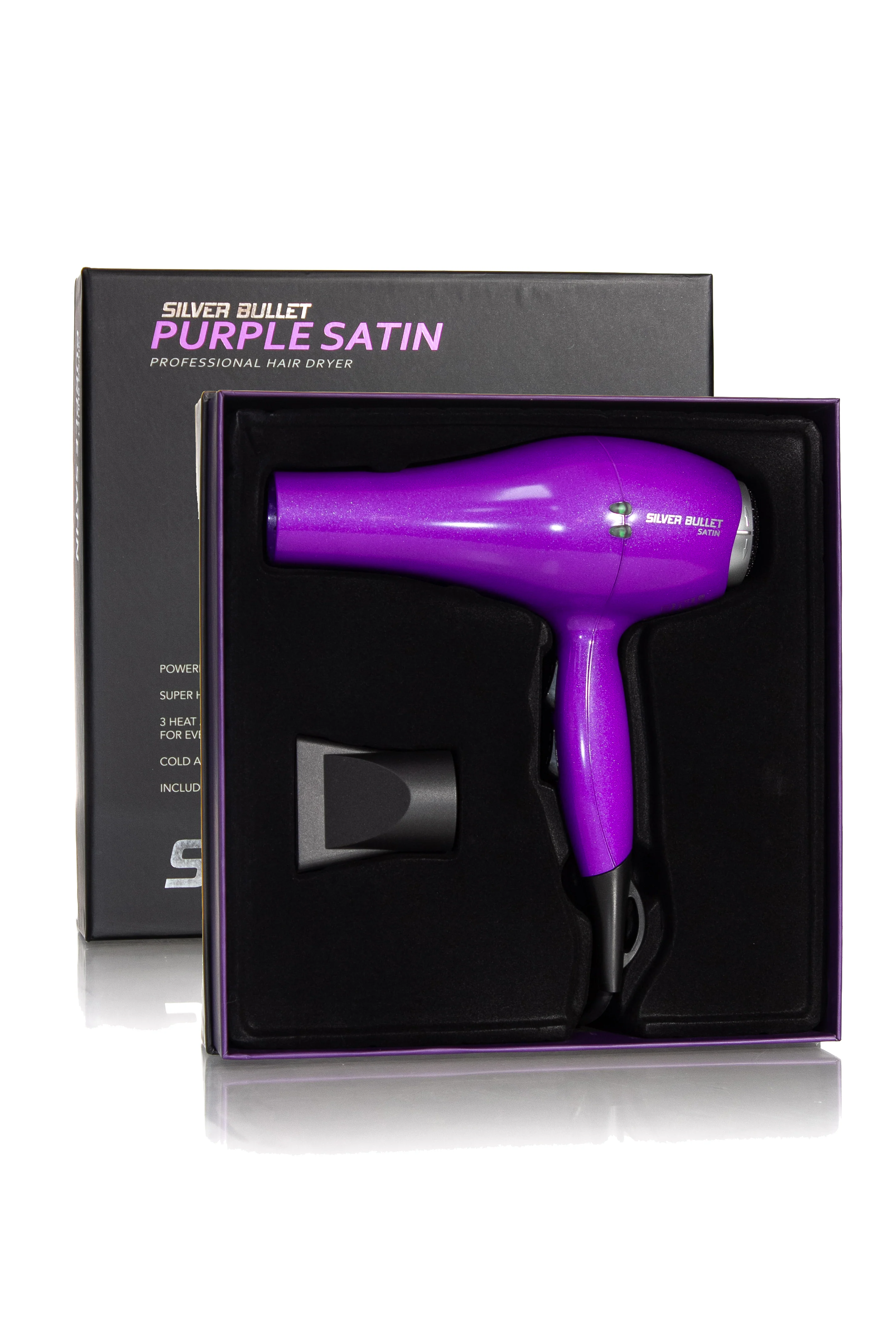 SILVER BULLET PURPLE SATIN PROFESSIONAL HAIR DRYER - Image 3