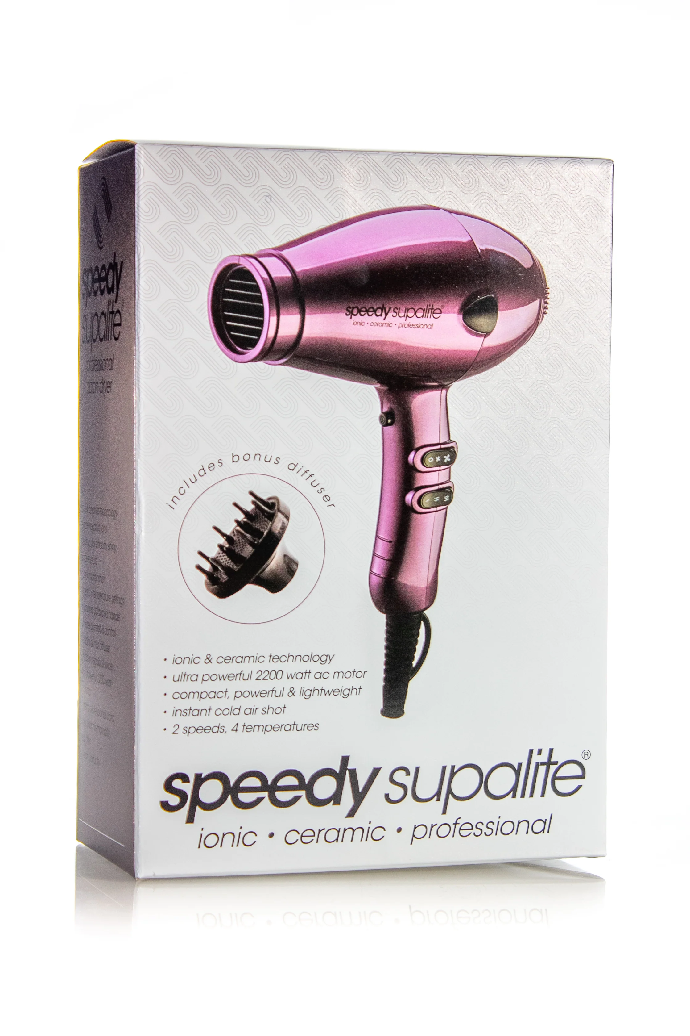 SPEEDY SUPALITE HAIRDRYER PURPLE WITH DIFFUSER - Image 2